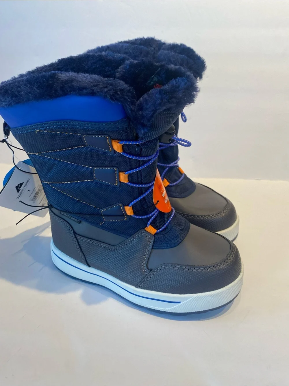 Ozark Trail Kids Navy and Orange Waterproof Snow Boots
